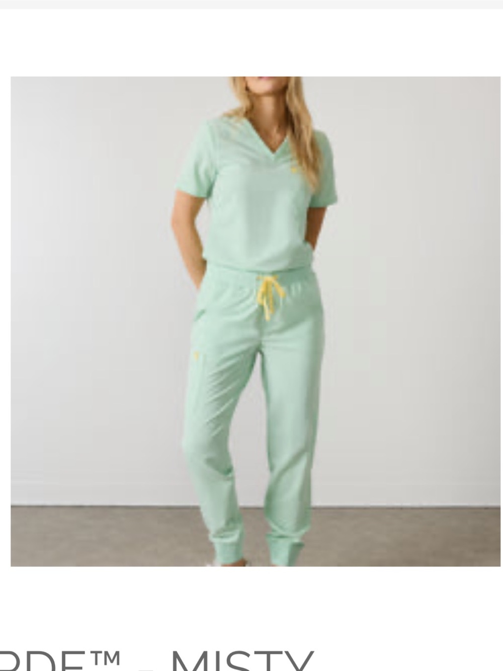 Misty Green Women's Drawstring Joggers with Yellow Accent